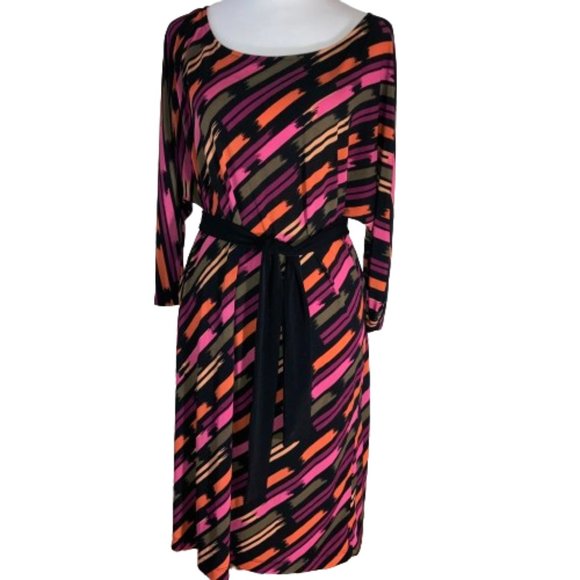 Banana Republic Career Dress Boat Neck Colorful Pullover Boho Artsy, sz Large - Picture 2 of 9